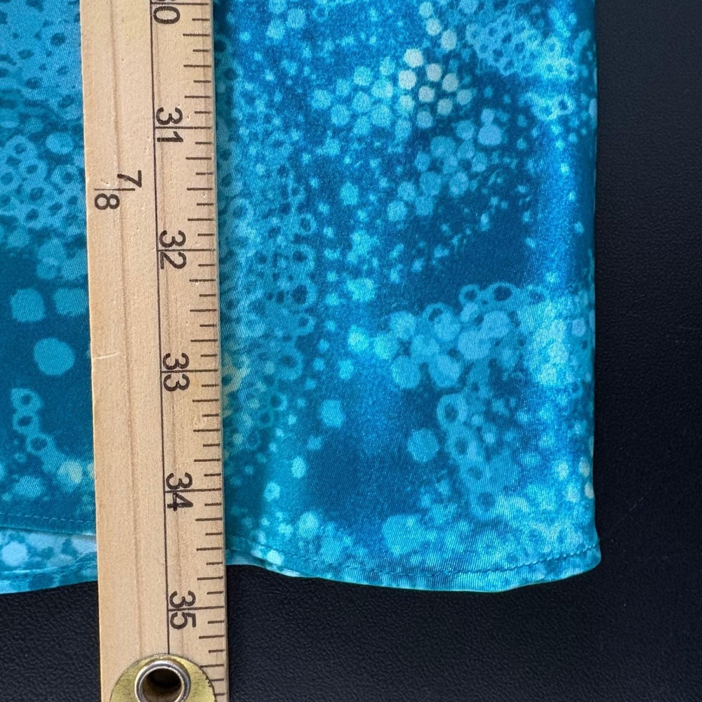 Y2K Valerie Stevens Teal Abstract Paisley Satin Chemise BabyDoll Dress Medium - Picture 7 of 7